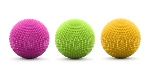 Three colored spheres rendered and isolated on white background Stock Illustration