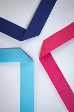Three colored strips of paper Stock Photos