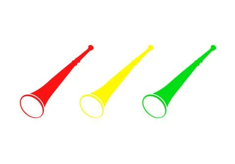 Three colored vuvuzelas on white Illustrazione stock