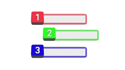 Three colorful 3D bars numbered one, two, and three, wiggling 動画素材 319763489