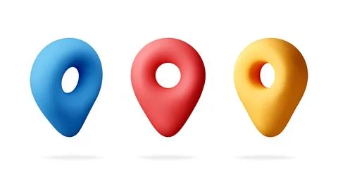Three colorful 3d map pin icons. Stock-Illustration