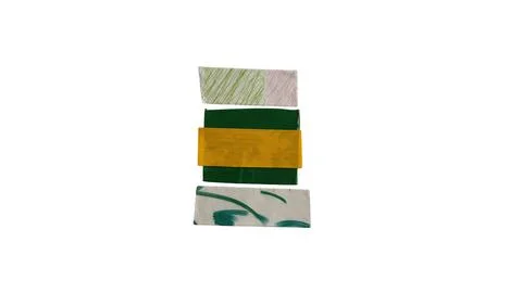 Three colorful abstract stacked blocks with green and yellow stripes Stock Illustration