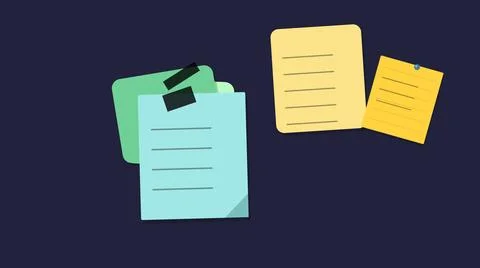 Three colorful document icons floating in dark space イラスト素材