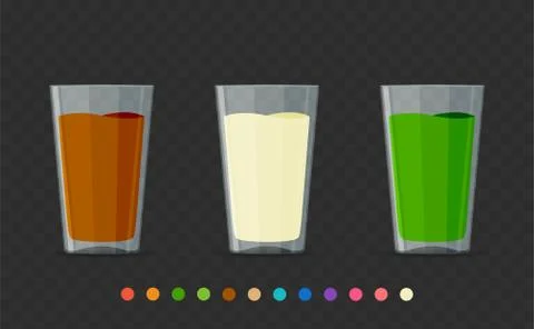 Three colorful drinks with optional color bar. Stock Illustration