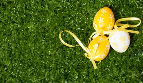 Three colorful Easter eggs Stock Photos