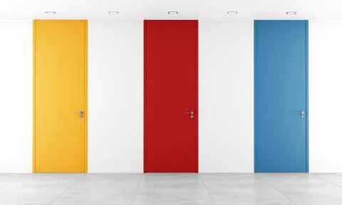 Three colorful full height door Stock Illustration