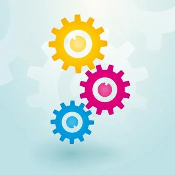 Three colorful gears Ilustración de archivo