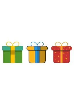 Three Colorful Gift Boxes with Ribbons and Bows Stock Illustration