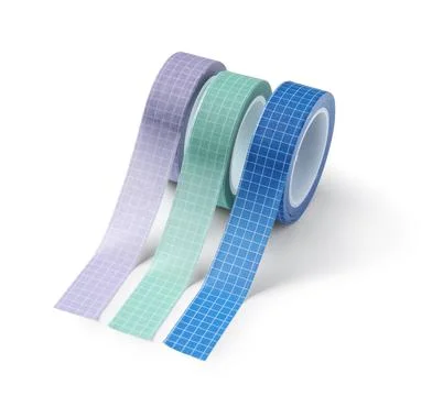 Three colorful grid pattern washi tapes for crafting and decorative stationer Stock Photos