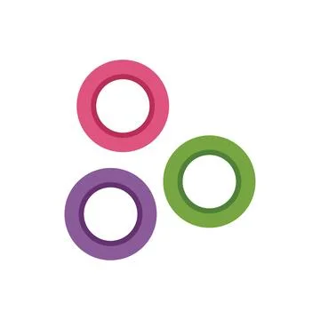 Three colorful interlocking circles creating abstract design Illustrazione stock