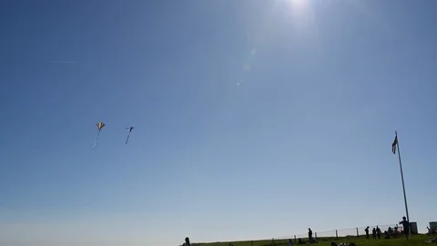 Three colorful kites in the wind Stock Footage 89622670