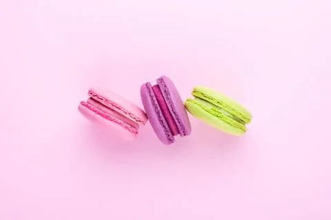 Three colorful macarons. Stock Photos