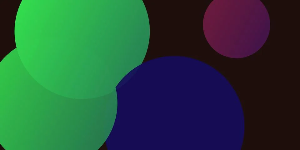 Three colorful overlapping circles on dark background Stock Illustration