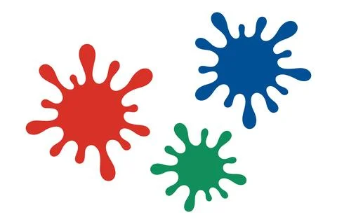 Three Colorful Paint Splatters Isolated on White Background Stock Illustration