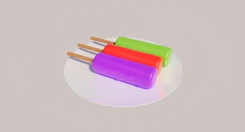 Three Colorful Popsicles on White Plate イラスト素材