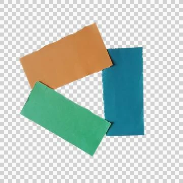 Three colorful rectangular paper notes arranged in a triangle shape Stock Photos