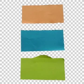 Three colorful rectangular paper scraps in orange blue and green colors Stock Photos