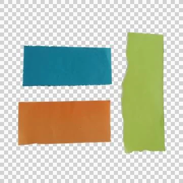 Three colorful rectangular paper stickers in blue orange and green colors Stock Photos