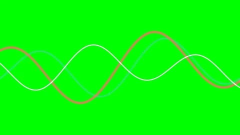 Three colorful sine waves oscillating against a vibrant green background Video stock 340266473