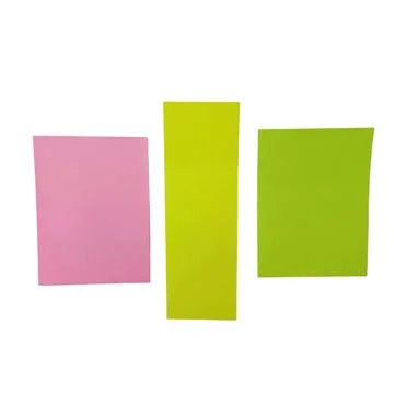 Three colorful sticky notes on black background flat lay composition Stock Illustration