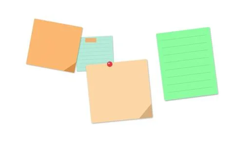 Three colorful sticky notes connected with string Stock-Illustration