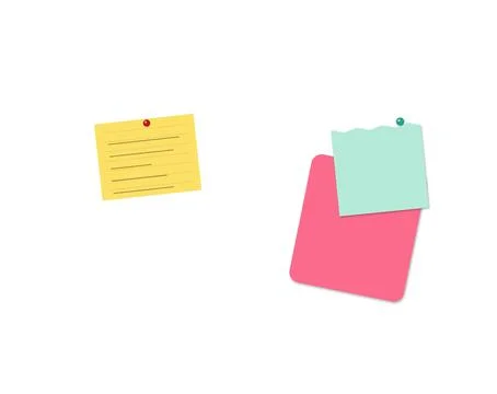 Three colorful sticky notes on a flat surface Stock Illustration