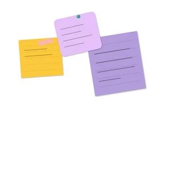 Three colorful sticky notes floating arrangement 스톡 일러스트