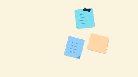 Three colorful sticky notes floating in air Stockillustratie