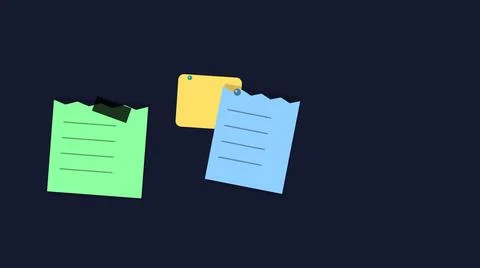 Three colorful sticky notes floating on dark background Stock Illustration