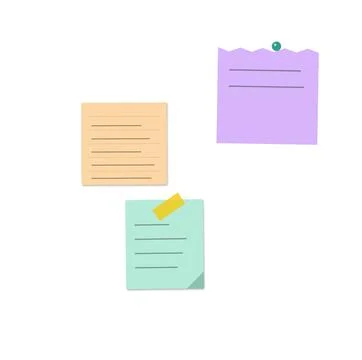 Three colorful sticky notes with lines Stock Illustration