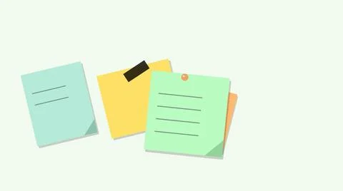 Three colorful sticky notes with lines floating Stock Illustration