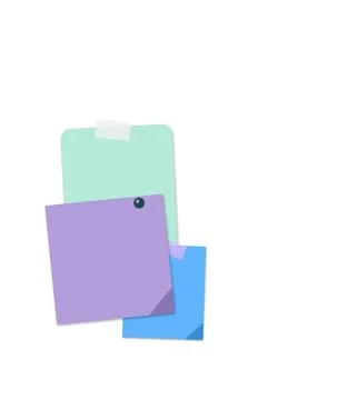 Three colorful sticky notes with one folded Stock Illustration