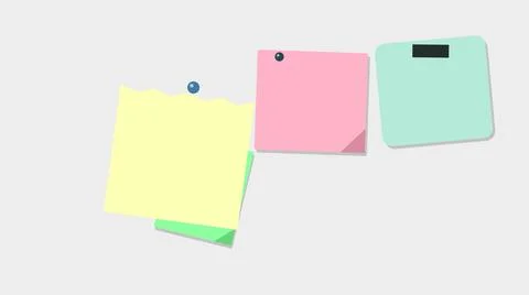 Three colorful sticky notes pinned on a board Stock Illustration