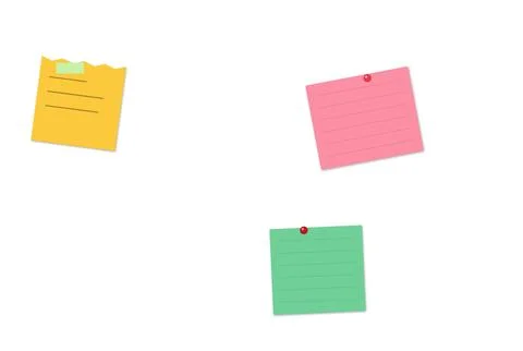 Three colorful sticky notes on a white background Stock Illustration