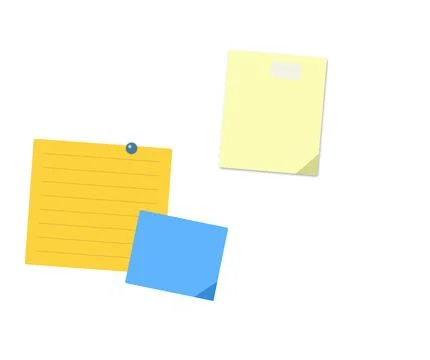 Three colorful sticky notes on white background Stock Illustration