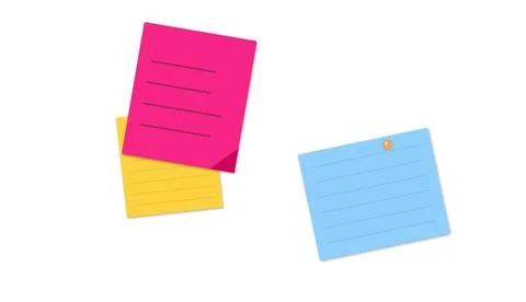 Three colorful sticky notes on white background Foto stock