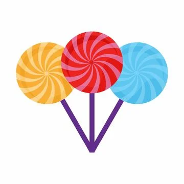 Three Colorful Swirl Lollipops Vector Illustration. Lollipop Icon vector イラスト素材