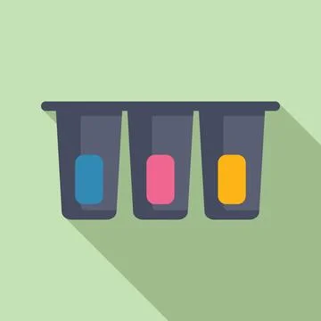 Three colors bottles icon flat vector. Design can trash Stock Illustration