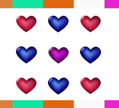 Three colors hearts Stock Illustration