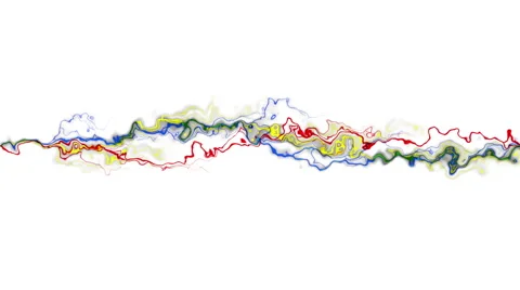 Three colors, three lines slow living lighting, centered (white background) Stock Footage 64567873