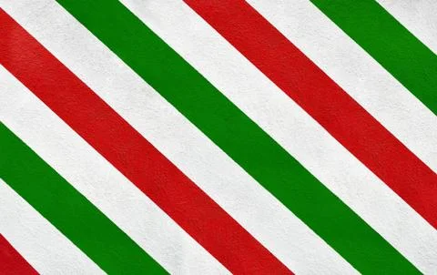 Three colour diagonal painted plaster wall Italy flag colors Stock Photos