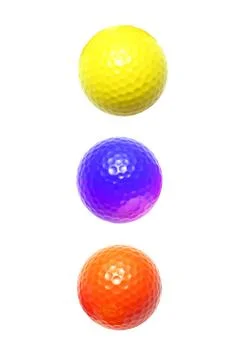 Three colour golf balls Stock Photos
