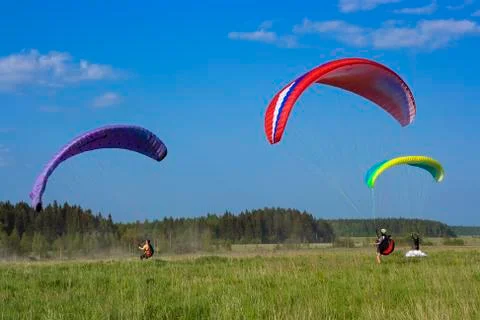 Three colour paraglide Stock Photos