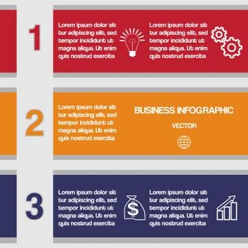 Three colour strips, template for infographics Stock Illustration