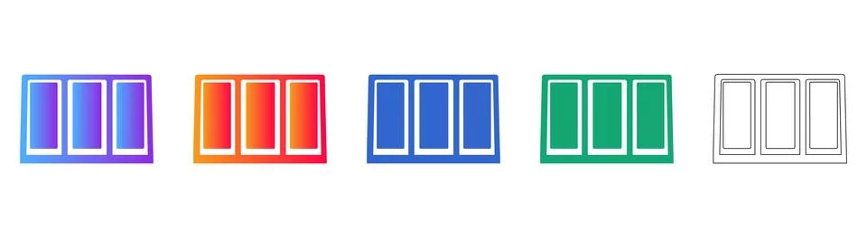 Three Column Interface Grid Icon Set Stock Illustration