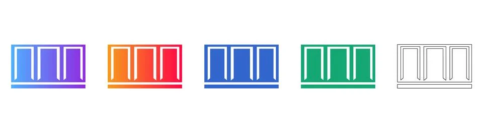 Three Column Vertical Layout Icon Set Stock Illustration