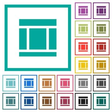 Three columned web layout flat color icons with quadrant frames Illustrazione stock