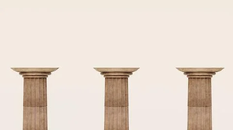 Three columns close-up. Against the background of the sky. 3D rendering Stock Illustration