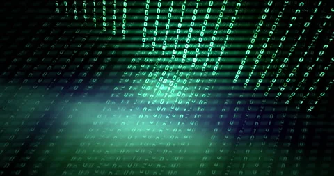 Three columns of pulsing and changing binary code. Stock Footage 195997358