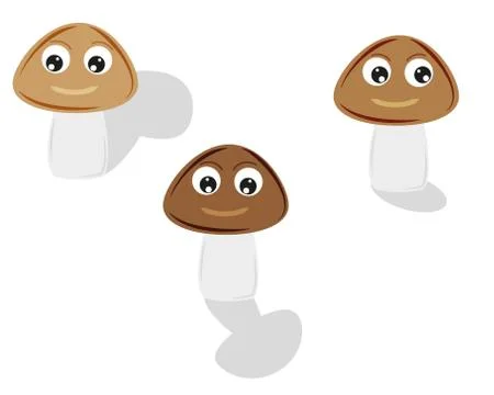 Three comic mushrooms Stock-Illustration